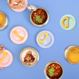 250ml insulated food jars with blue mint or pink lids