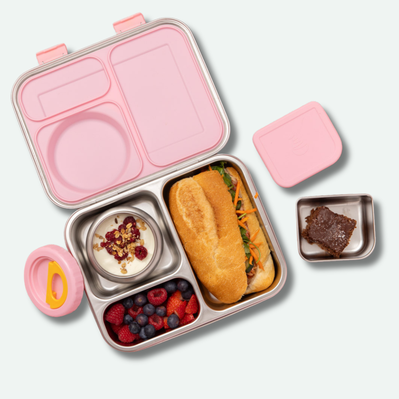 The Hot n Cold Hero Box (Pink) 2.0 - Stainless Steel Lunch Box with Insulated Food Jar and Snack Container