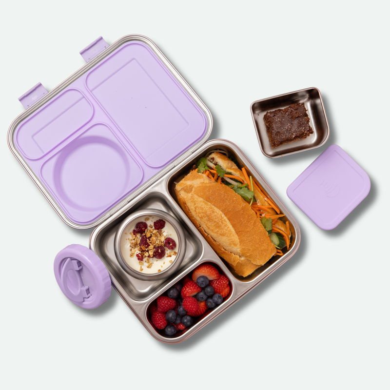 The Hot n Cold Hero Box ( Soft Lilac) 2.0 - Stainless Steel Lunch Box with Insulated Food Jar and Snack Container