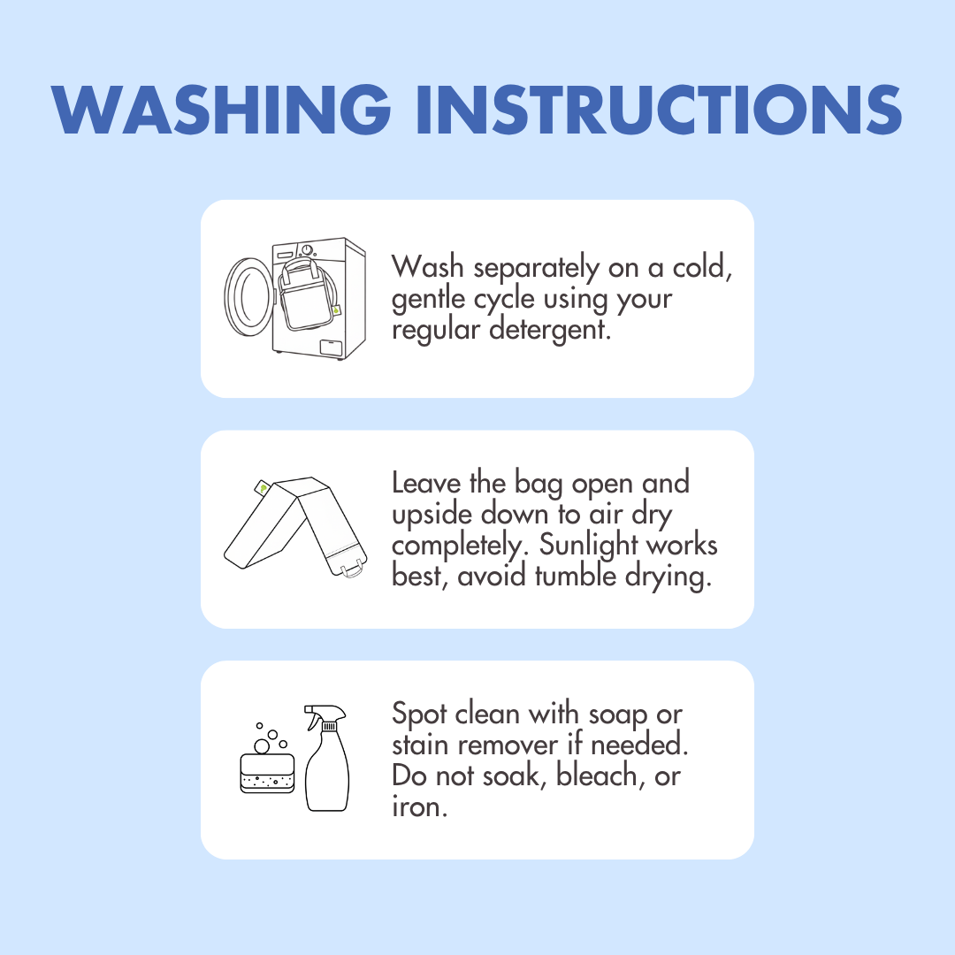 care instructions for our jumbo lunch bag range