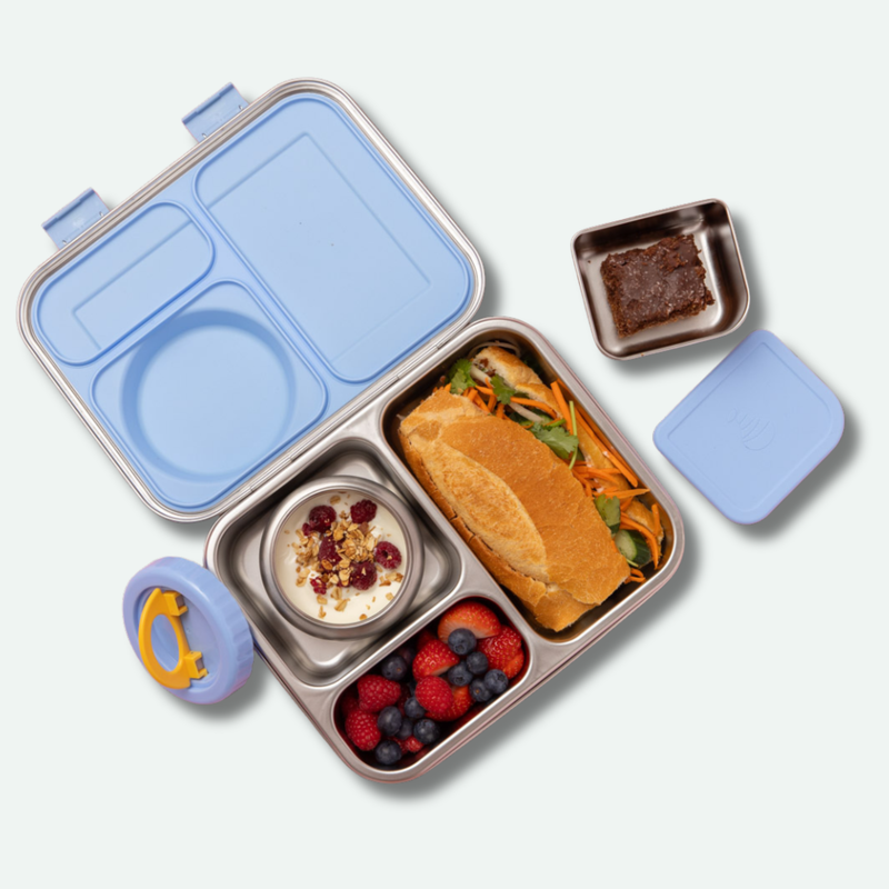 The Hot n Cold Hero Box (Blue) 2.0 - Stainless Steel Lunch Box with Insulated Food Jar and Snack Container