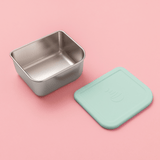 stainless steel square container with mint silicone lid replacement from our hot n cold hero box 