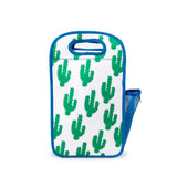green cactus with blue binding neoprene kids insulated lunch bag - nudie rudie lunch box