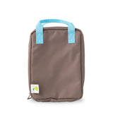 Khaki insulated lunch bag with light blue handles - nudie rudie lunch box 