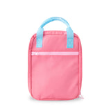 light pink insulated lunch bag with light blue handles - nudie rudie lunch box