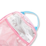 light pink insulated lunch bag with light blue handles - nudie rudie lunch box