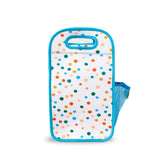 multicooured confetti print with light blue binding kids insulated neoprene lunch  bag - nudie rudie lunch box
