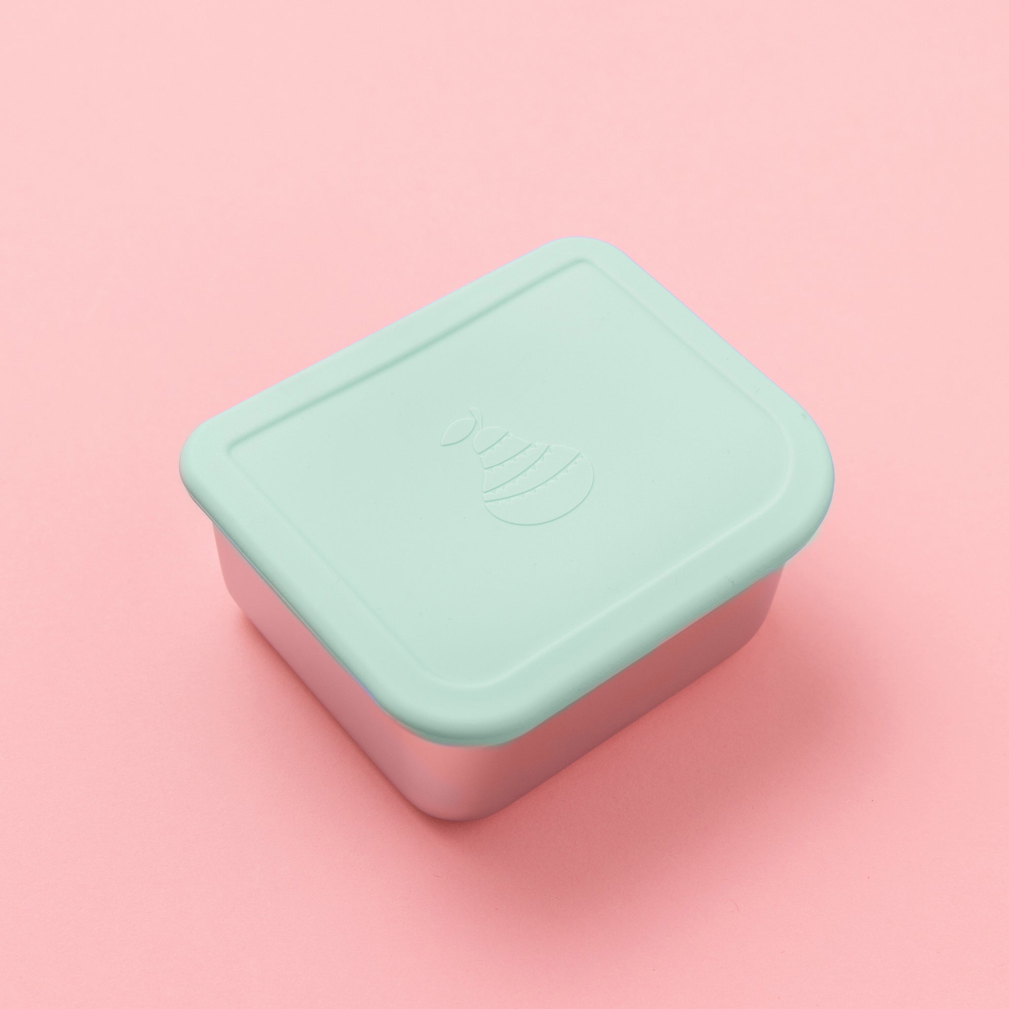 Mint green silicone lid stainless steel square container from our hot n cold hero box 