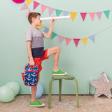 neoprene insulated lunch bag navy with white anchors and bright red binding - nudie rudie lunch box