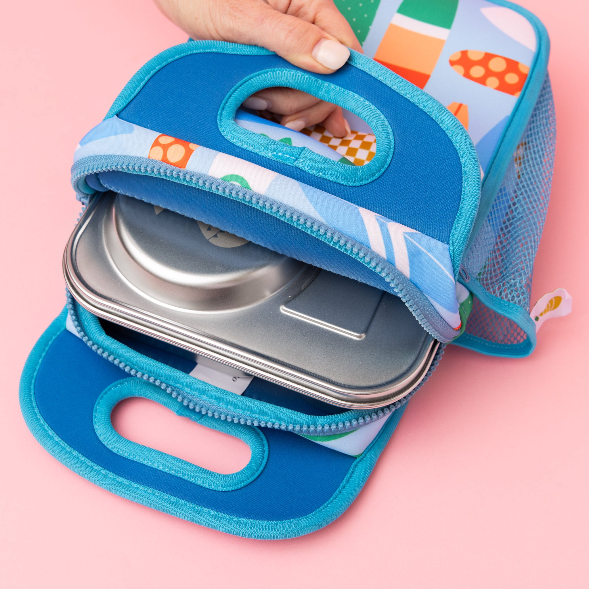 surfs up neoprne lunch bag with hero box inside