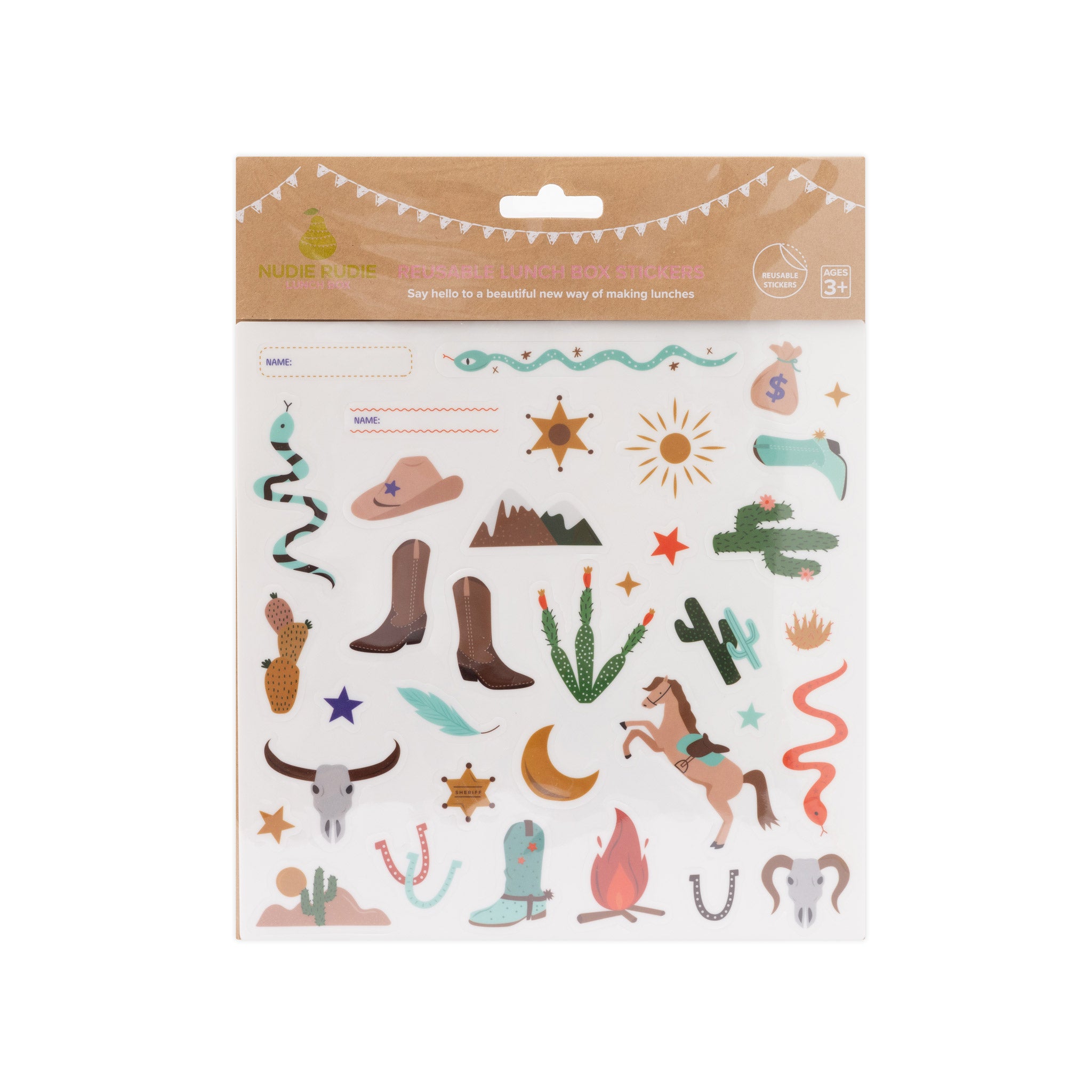 Reusable Lunch Box Stickers - Wild West
