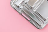 stainless steel leak proof lunchbox with light pink silicone seal on lid - nudie rudie lunch box