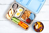 stainlesssteel leak proof lunch box with light blue silicone seal - nudie rudie lunch box