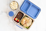 two compartment leak proof stainless steel lunchbox with indigo silicone seals - nudie rudie lunch box