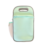 mint neoprene lunch bag with grey binding and bottle holder - nudie rudie lunch box