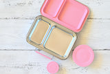 2 compartment stainless steel lunch box with pink silicone seal - nudie rudie lunchbox 